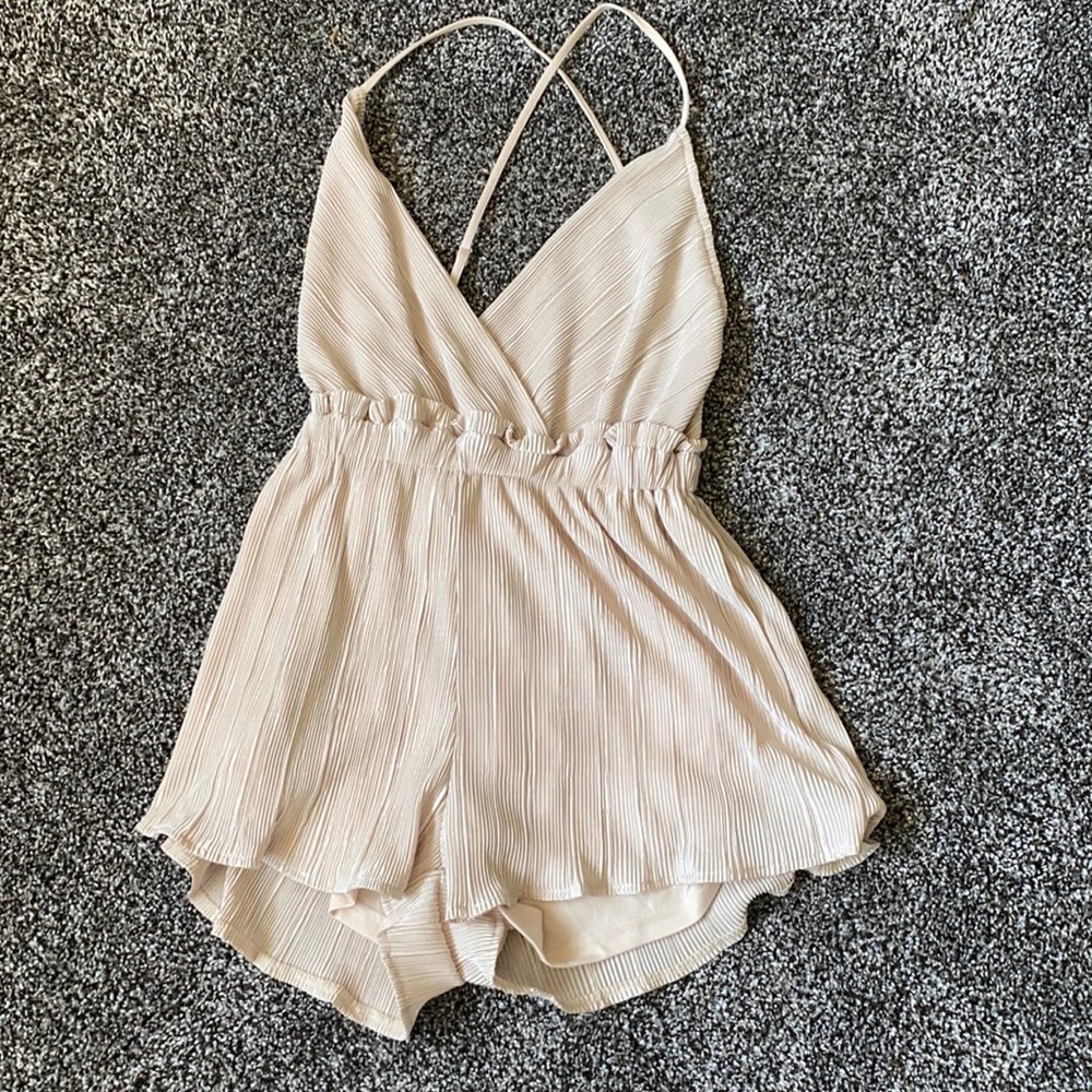 Tan/Beige Romper- open back